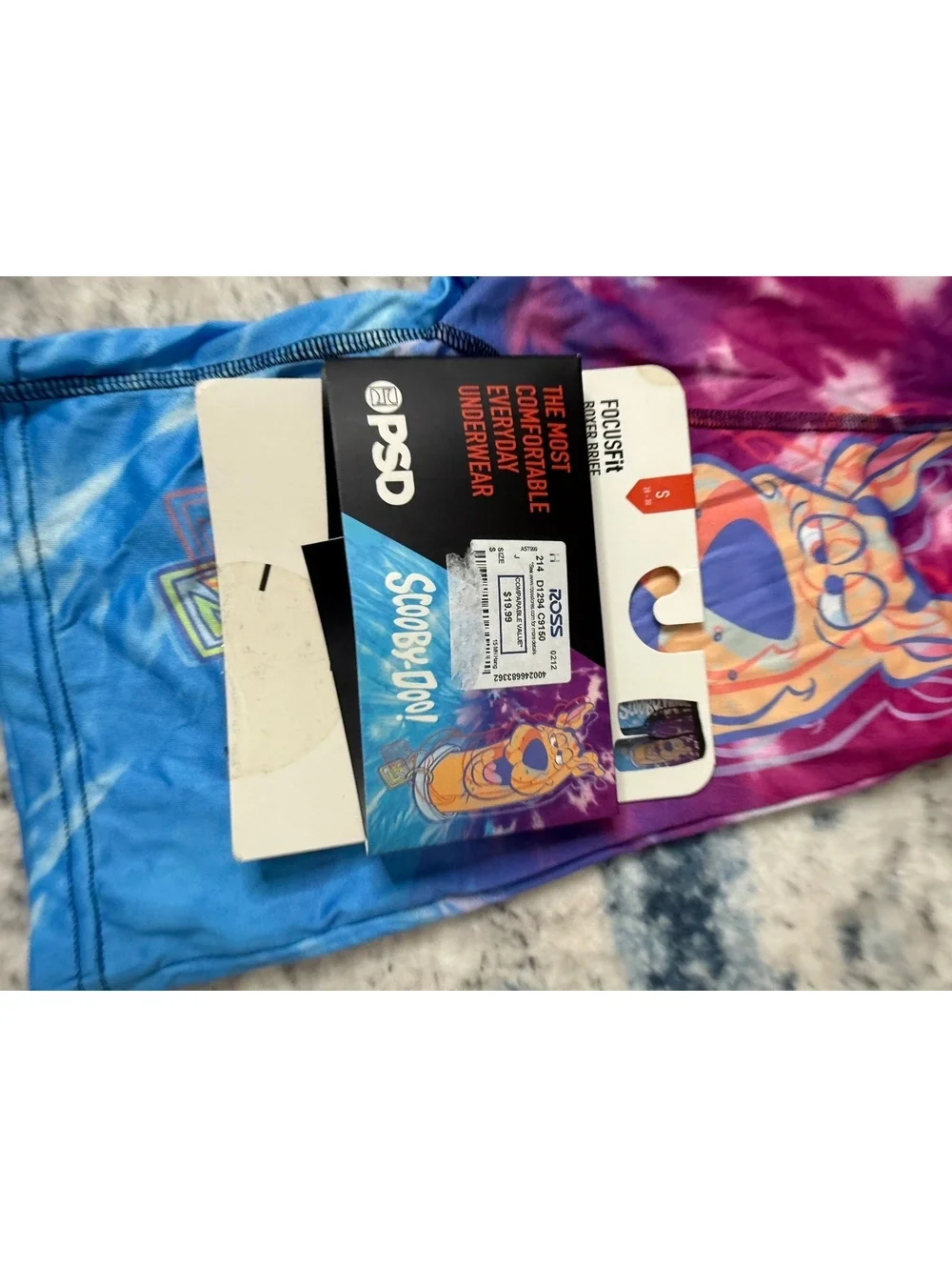 PSD Scooby-Doo Men's FocusFit Boxer Briefs Size Small Tie-Dye Print NWT